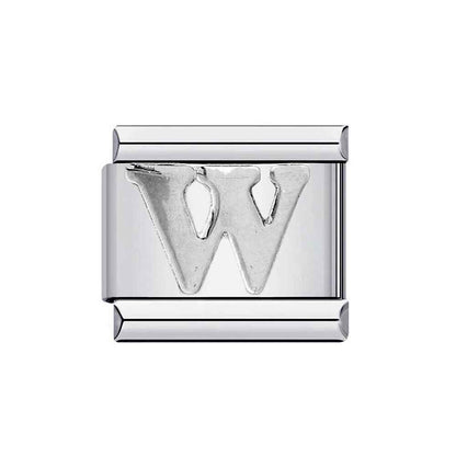 Silver Alphabet Letter Modular Italian Charms - Fits all classic 9mm bracelet W Italian Charm