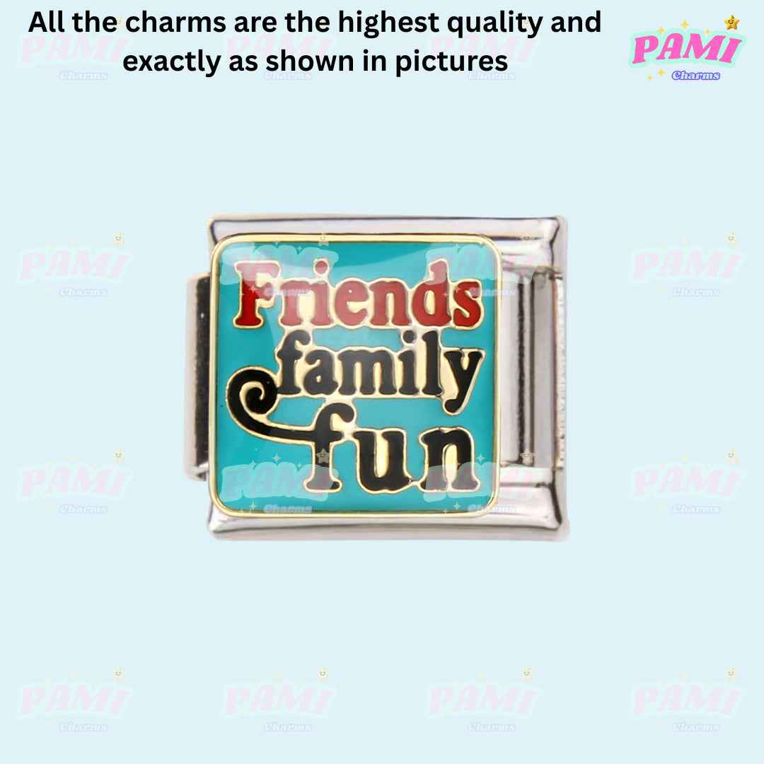 Family, Friend, Dog, Cat, Paw Modular Italian Charms - Fits all classic 9mm bracelet 9- Friends family fun Italian Charm