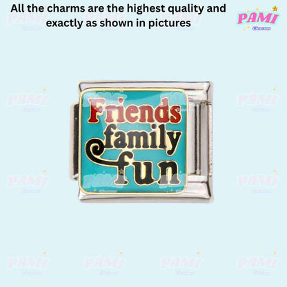 Family, Friend, Dog, Cat, Paw Modular Italian Charms - Fits all classic 9mm bracelet 9- Friends family fun Italian Charm