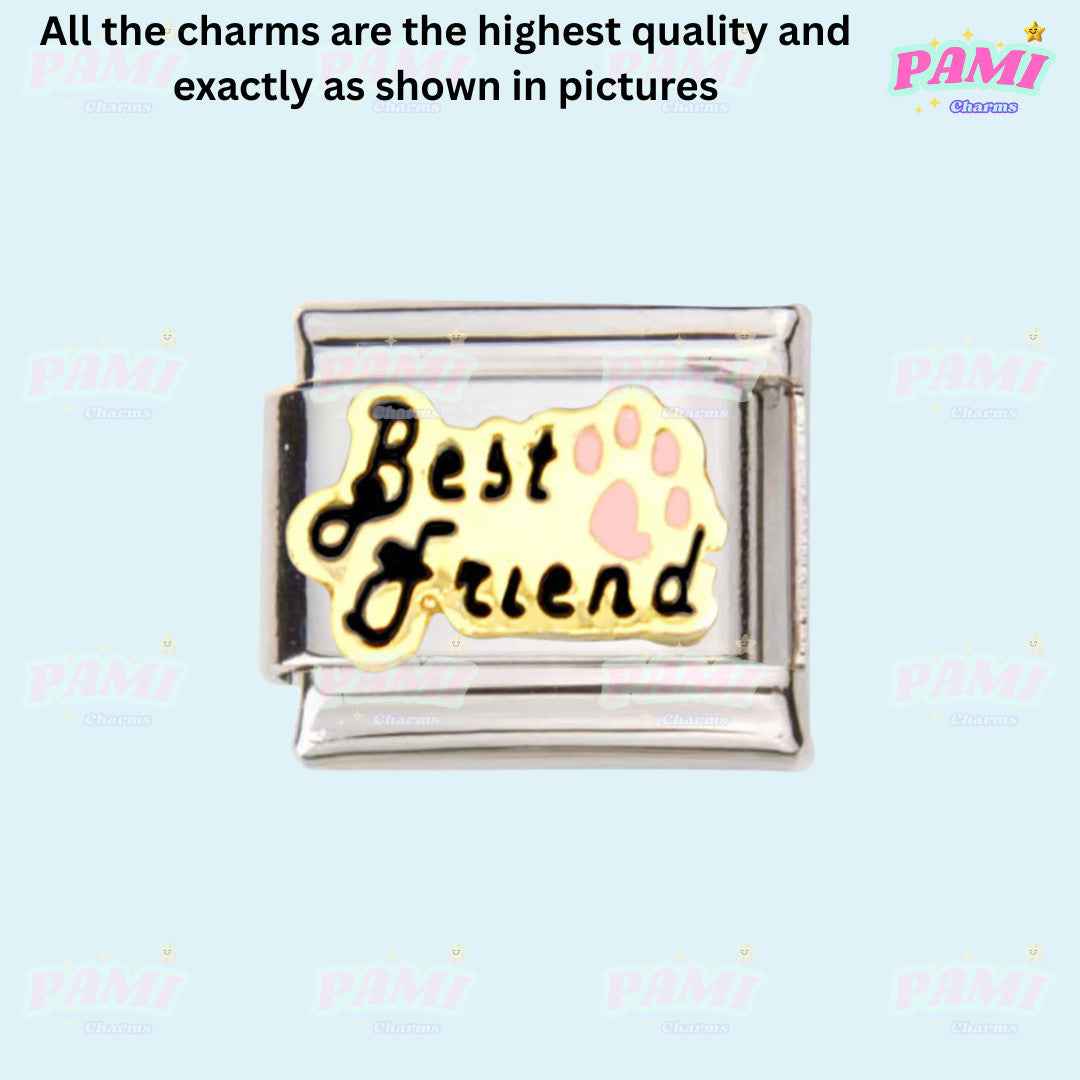Marriage, Family, Wife, Husband, Love Modular Italian Charms - Fits all classic 9mm bracelet 12- Best friend (pink paw) Italian Charm