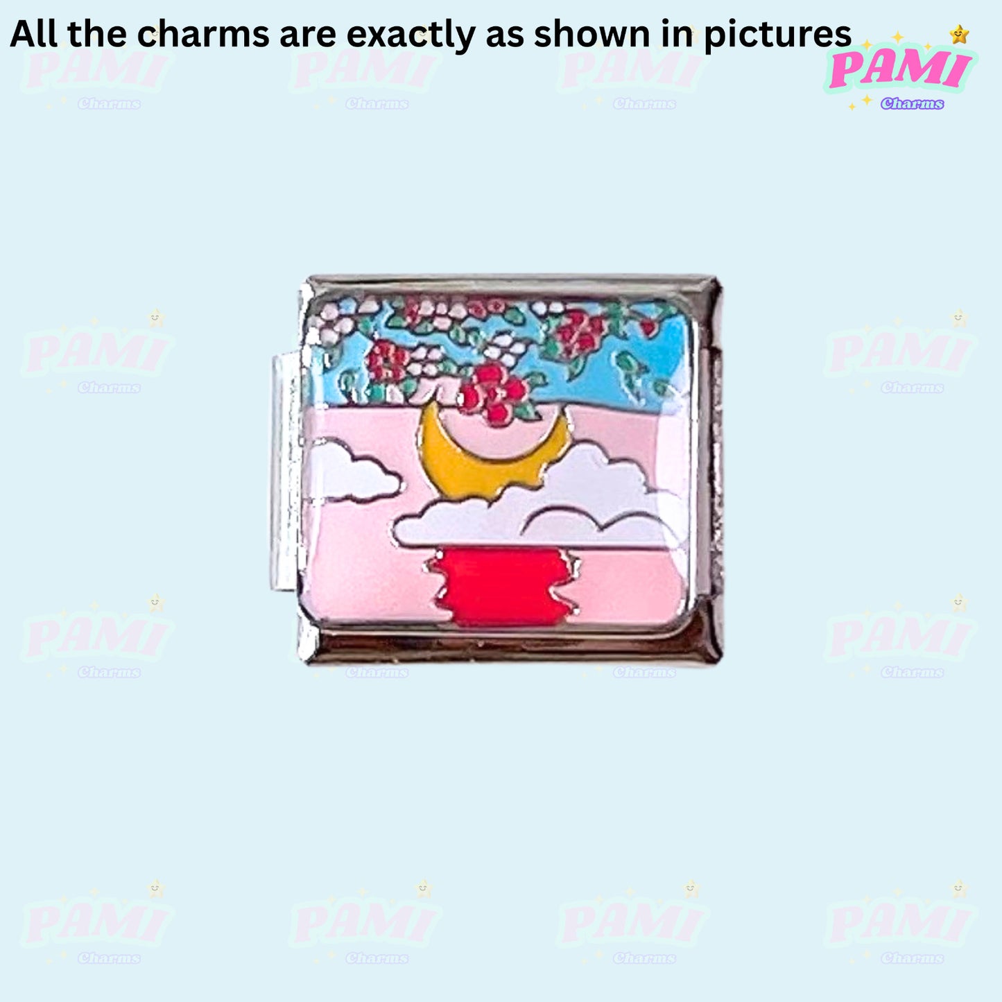 Moon Flowers Nature Italian Charms - Fits All Classic 9mm Bracelets