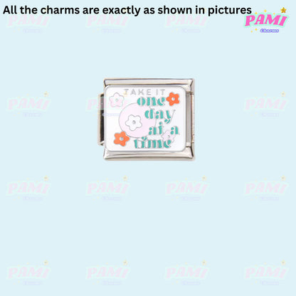 Trendy Quote Motivation Words Modular Italian Charms - Fits all classic 9mm Bracelet Italian Charm