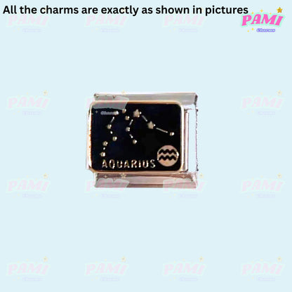 12 Zodiac Star Signs Italian Charms - Fits All Major Brands Italian Charm Bracelet