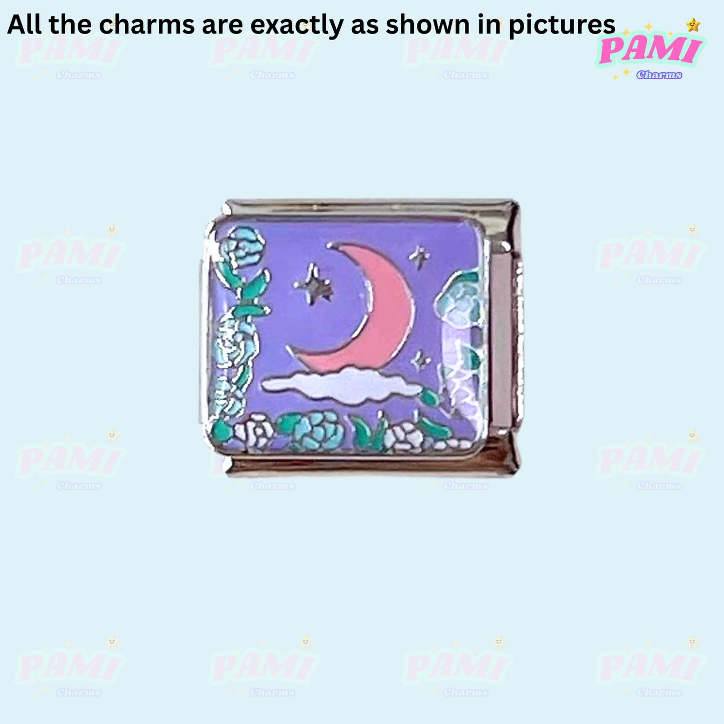 Moon Flowers Nature Italian Charms - Fits All Classic 9mm Bracelets