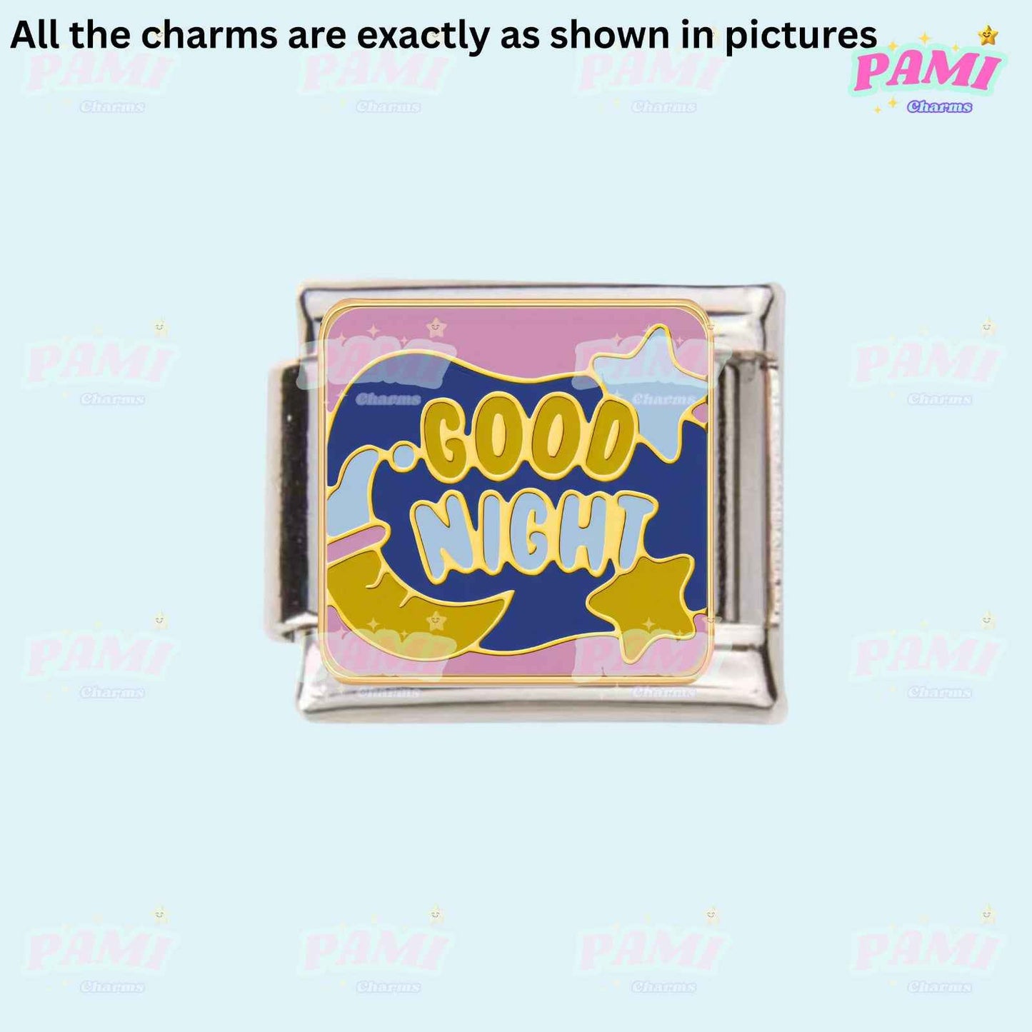 Star/Moon/Lucky/Night Modular Italian Charms - Fits all classic 9mm bracelet 13- Good night Italian Charm