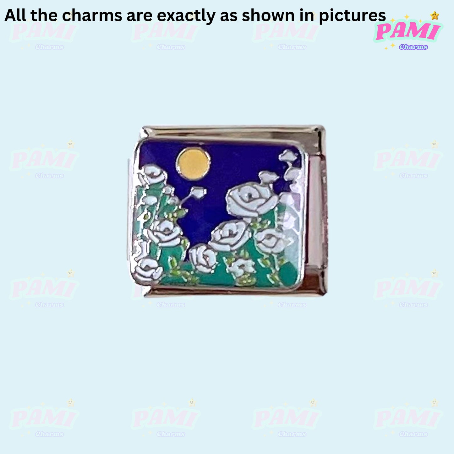 Moon Flowers Nature Italian Charms - Fits All Classic 9mm Bracelets