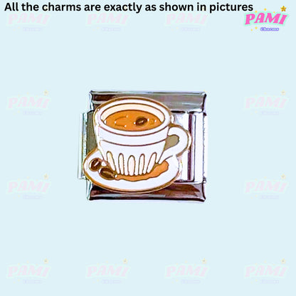 Coffee lover latte cafe Italian Charm fits Italian charm bracelet or major brand