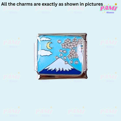 Moon Flowers Nature Italian Charms - Fits All Classic 9mm Bracelets