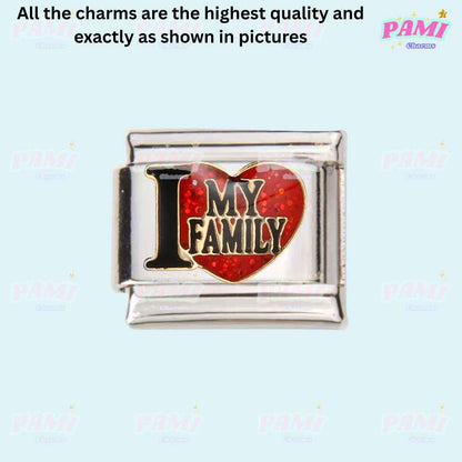 Marriage, Family, Wife, Husband, Love Modular Italian Charms - Fits all classic 9mm bracelet 14- I love my family Italian Charm