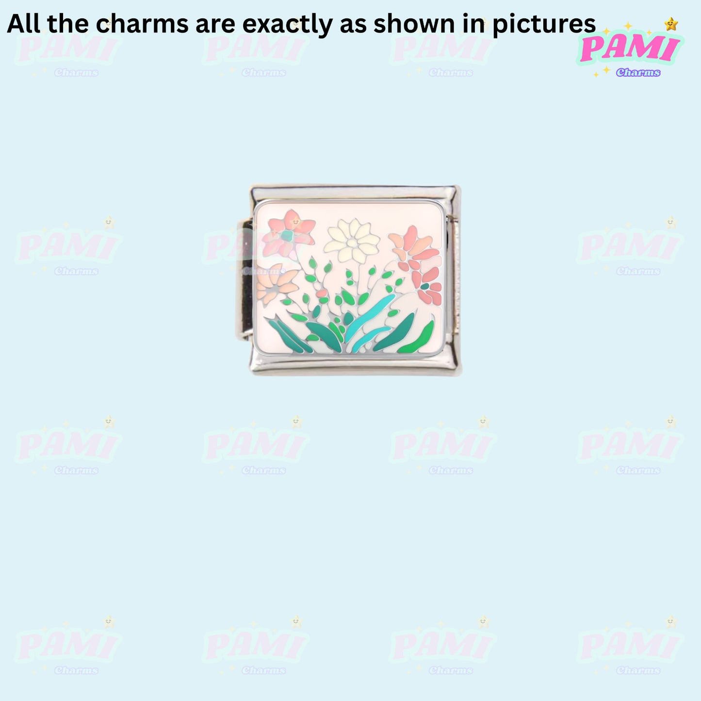 Floral/Flower Tulip, Lotus, Rose Modular Italian Charms - Fits all classic 9mm Bracelet Italian Charm