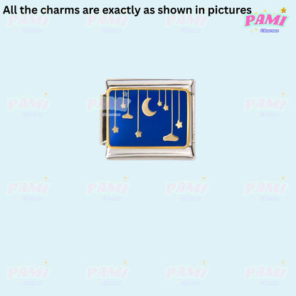 Celestial Galaxy, Star, Moon, Sun Modular Italian Charms - Fits all classic 9mm Bracelet Italian Charm