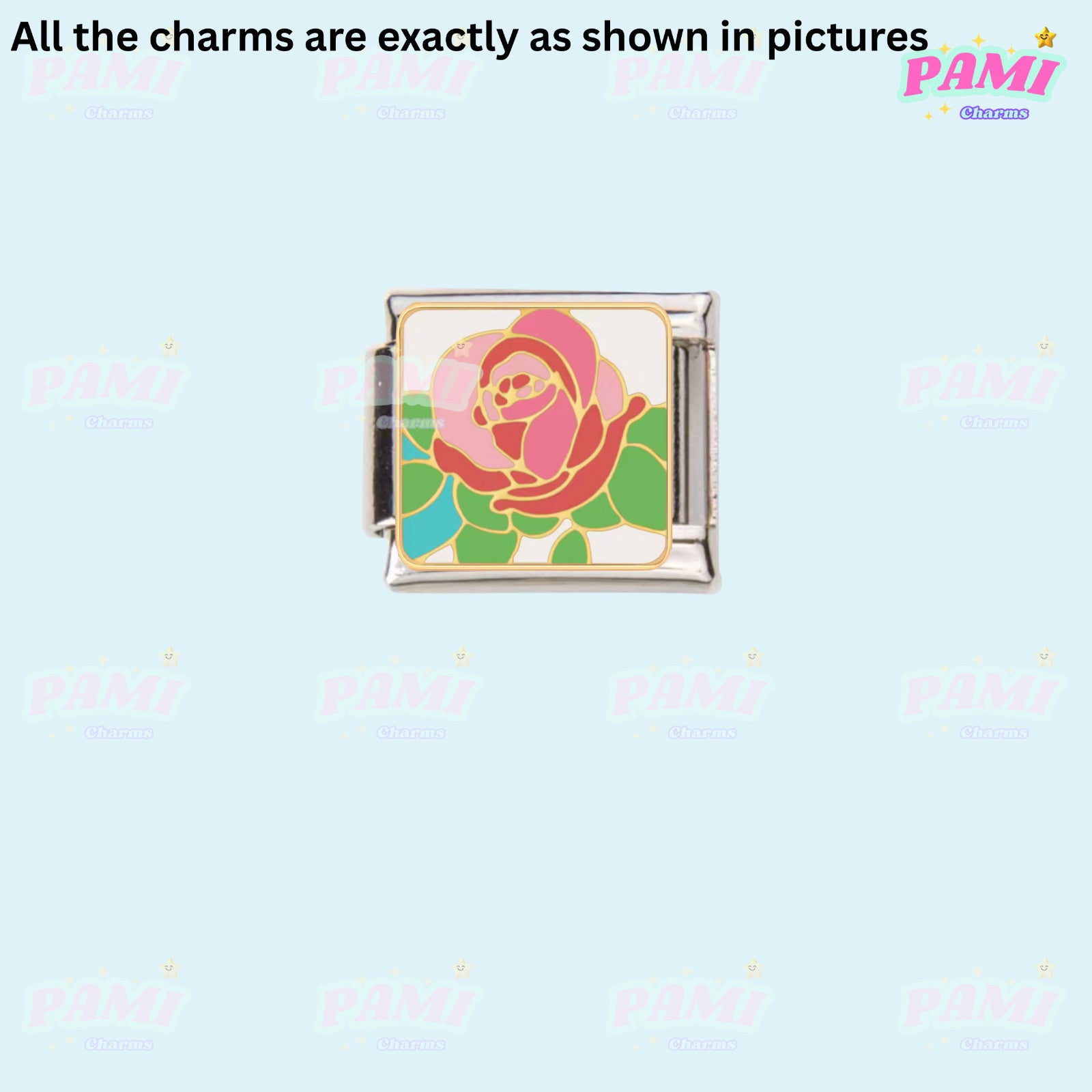 Floral/Flower Tulip, Lotus, Rose Modular Italian Charms - Fits all classic 9mm Bracelet Italian Charm