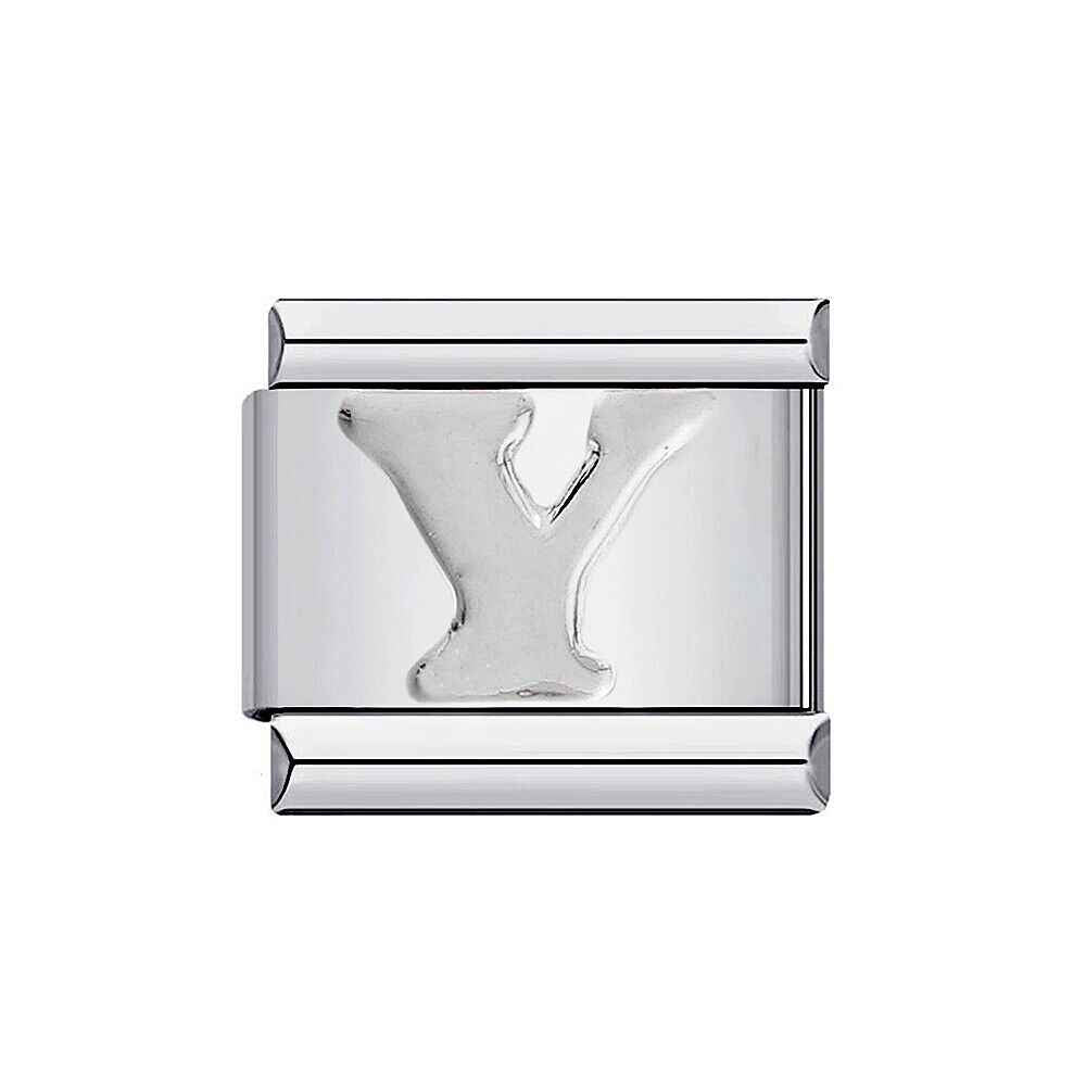 Silver Alphabet Letter Modular Italian Charms - Fits all classic 9mm bracelet Y Italian Charm