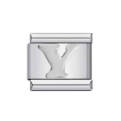 Silver Alphabet Letter Modular Italian Charms - Fits all classic 9mm bracelet Y Italian Charm