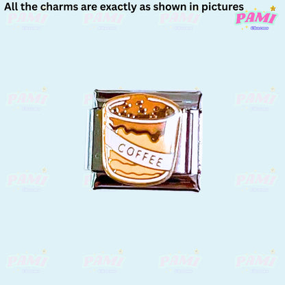 Coffee lover latte cafe Italian Charm fits Italian charm bracelet or major brand