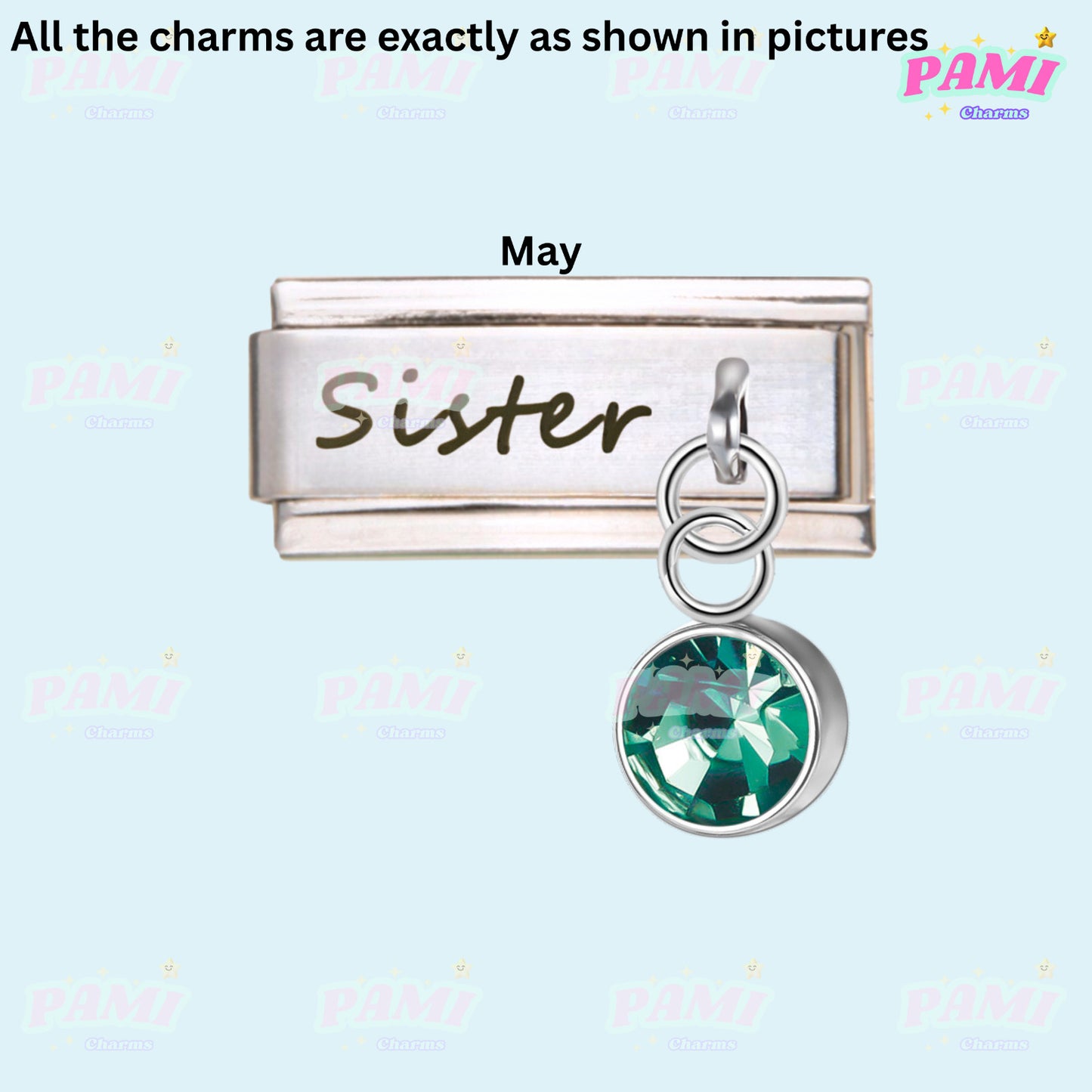 Sister Birthstone 12 Month Modular Italian Charms - Fits all classic 9mm bracelet 5- May Italian Charm