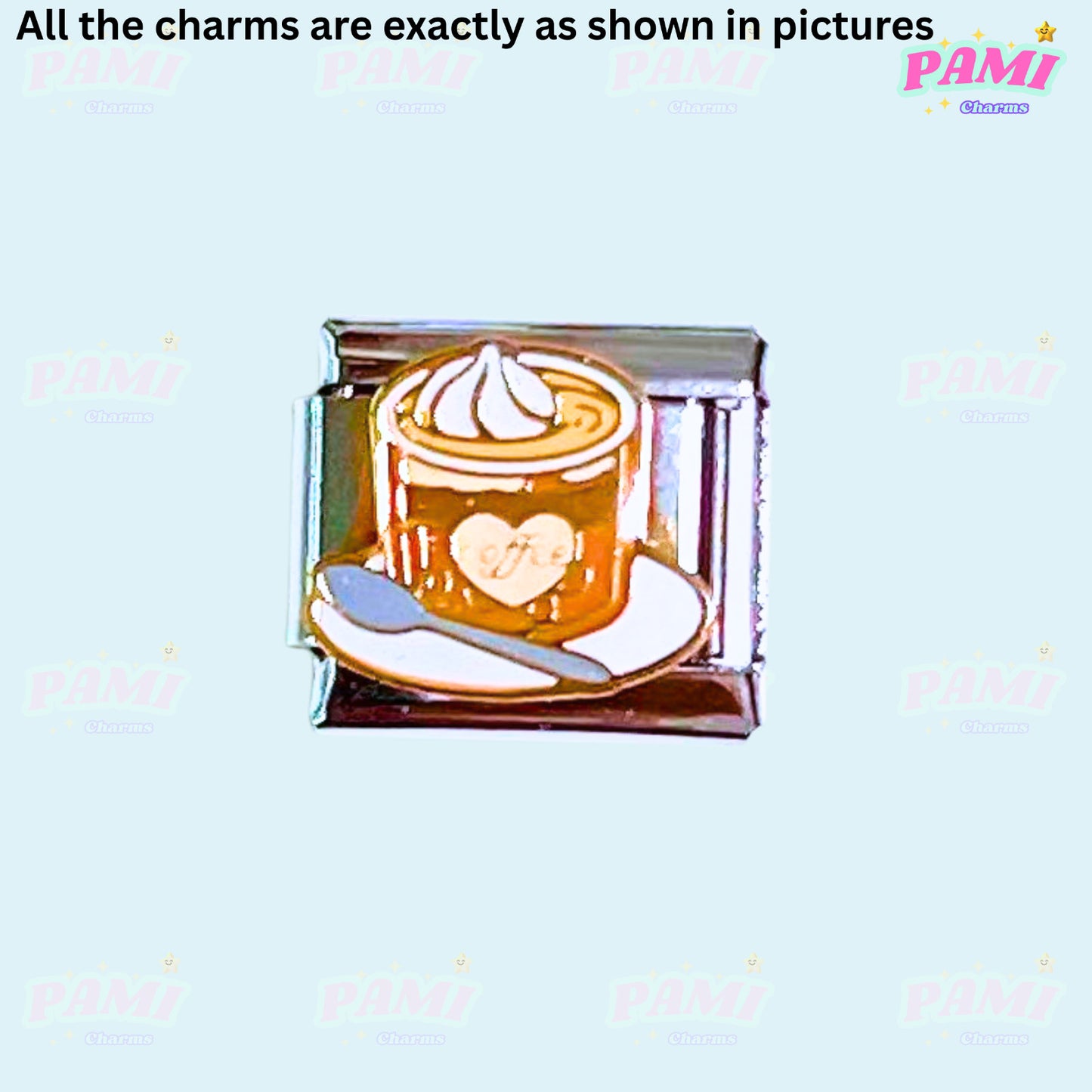 Coffee lover latte cafe Italian Charm fits Italian charm bracelet or major brand