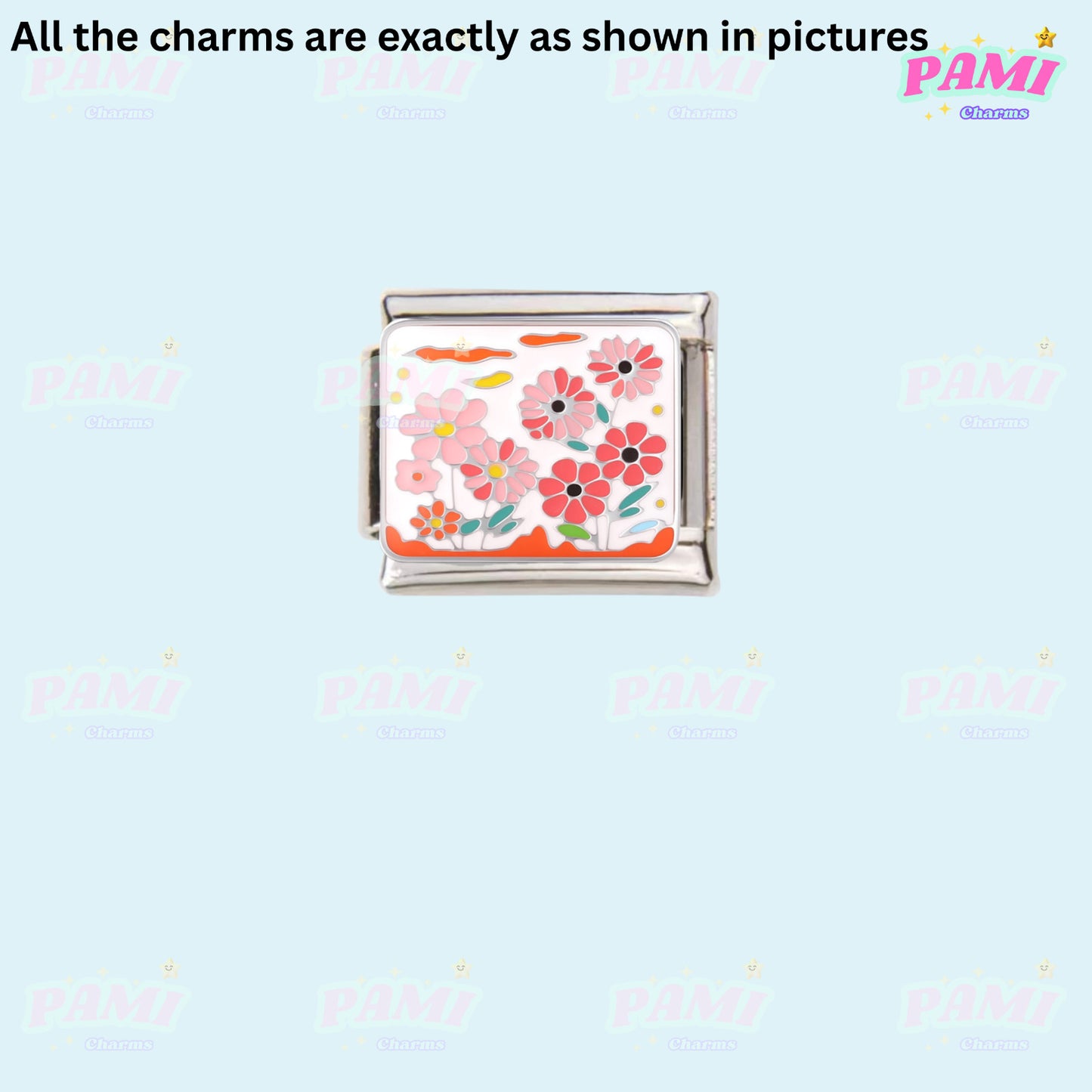 Floral/Flower Tulip, Lotus, Rose Modular Italian Charms - Fits all classic 9mm Bracelet Italian Charm