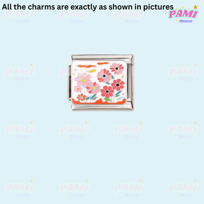 Floral/Flower Tulip, Lotus, Rose Modular Italian Charms - Fits all classic 9mm Bracelet Italian Charm