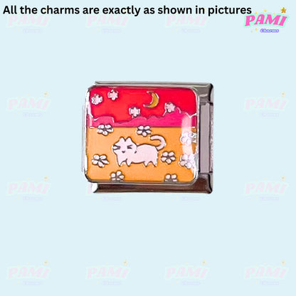 Moon Flowers Nature Italian Charms - Fits All Classic 9mm Bracelets