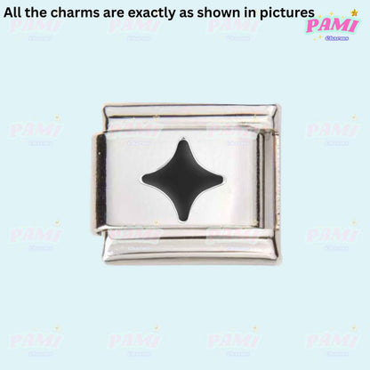 Star/Moon/Sun/Paw Modular Italian Charms - Fits all classic 9mm bracelet 10- Four point star Italian Charm