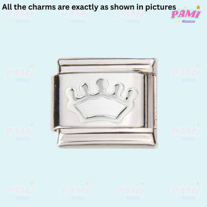 Star/Moon/Sun/Paw Modular Italian Charms - Fits all classic 9mm bracelet 15- Crown Italian Charm
