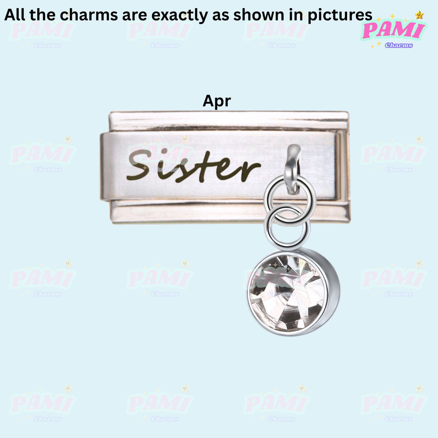 Sister Birthstone 12 Month Modular Italian Charms - Fits all classic 9mm bracelet Italian Charm