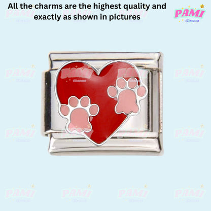 Cute sweet cat paw print Italian Charms fits all Italian charms bracelet