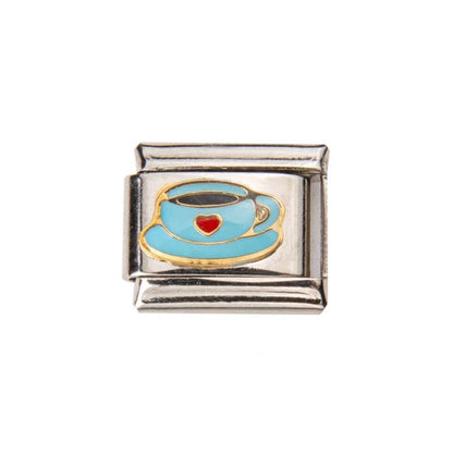 Heart, Floral, Coffee Modular Italian Charms - Fits all classic 9mm bracelet 4 Italian Charm
