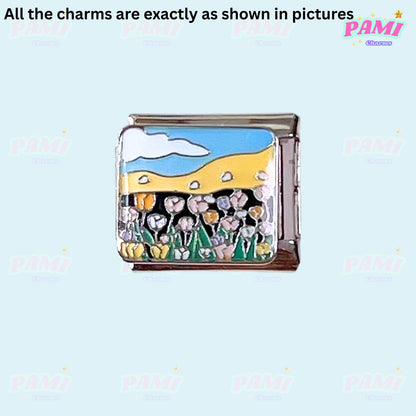 Moon Flowers Nature Italian Charms - Fits All Classic 9mm Bracelets